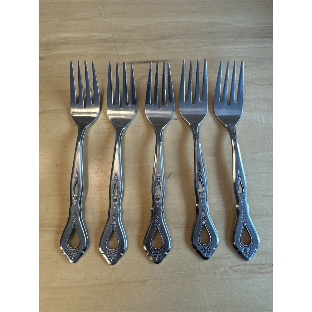 Set of‎ 5 Stanley Roberts Autumn Ballad Stainless 6 3/4" Salad Forks Flatware